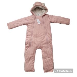 Gap Baby Sherpa Bear One-piece | Baby Pink |  6-12m